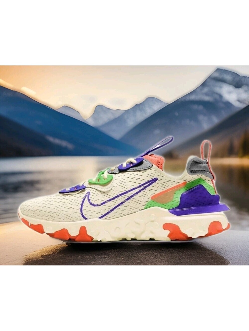 Nike React Vision Running Workout Shoes Womens 9.5 Men 8 41 Ivory Concord D/MS/X